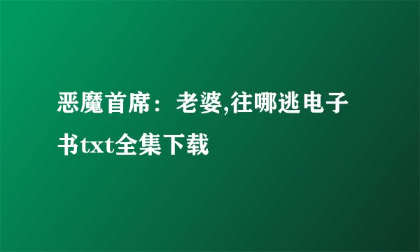 恶魔首席：老婆,往哪逃电子书txt全集下载