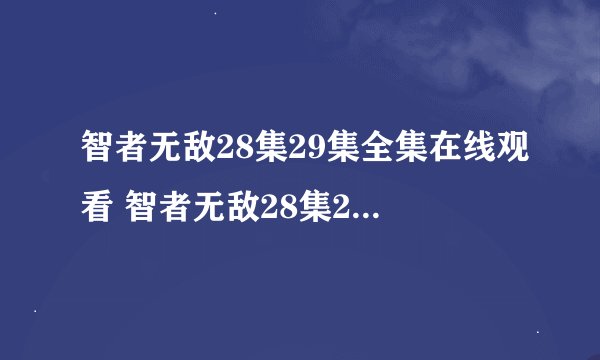 智者无敌28集29集全集在线观看 智者无敌28集29集下载