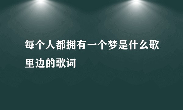 每个人都拥有一个梦是什么歌里边的歌词