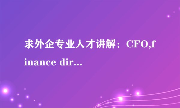求外企专业人才讲解：CFO,finance director,finance manager有什么区别，尤其是director和manager常见区别