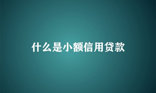 什么是小额信用贷款