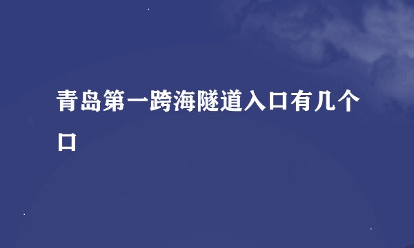 青岛第一跨海隧道入口有几个口