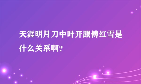 天涯明月刀中叶开跟傅红雪是什么关系啊？