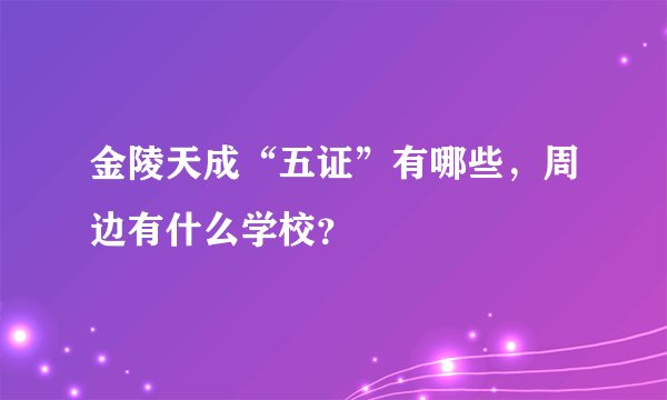 金陵天成“五证”有哪些，周边有什么学校？