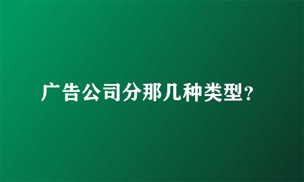 广告公司分那几种类型？