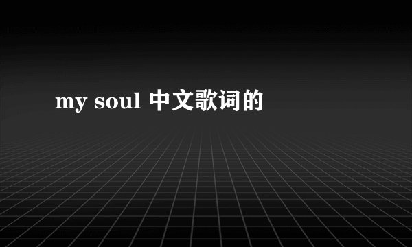 my soul 中文歌词的