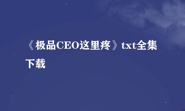 《极品CEO这里疼》txt全集下载