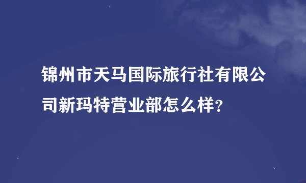 锦州市天马国际旅行社有限公司新玛特营业部怎么样？