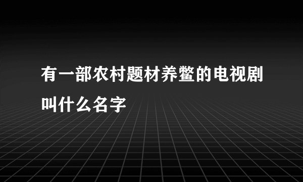 有一部农村题材养鳖的电视剧叫什么名字