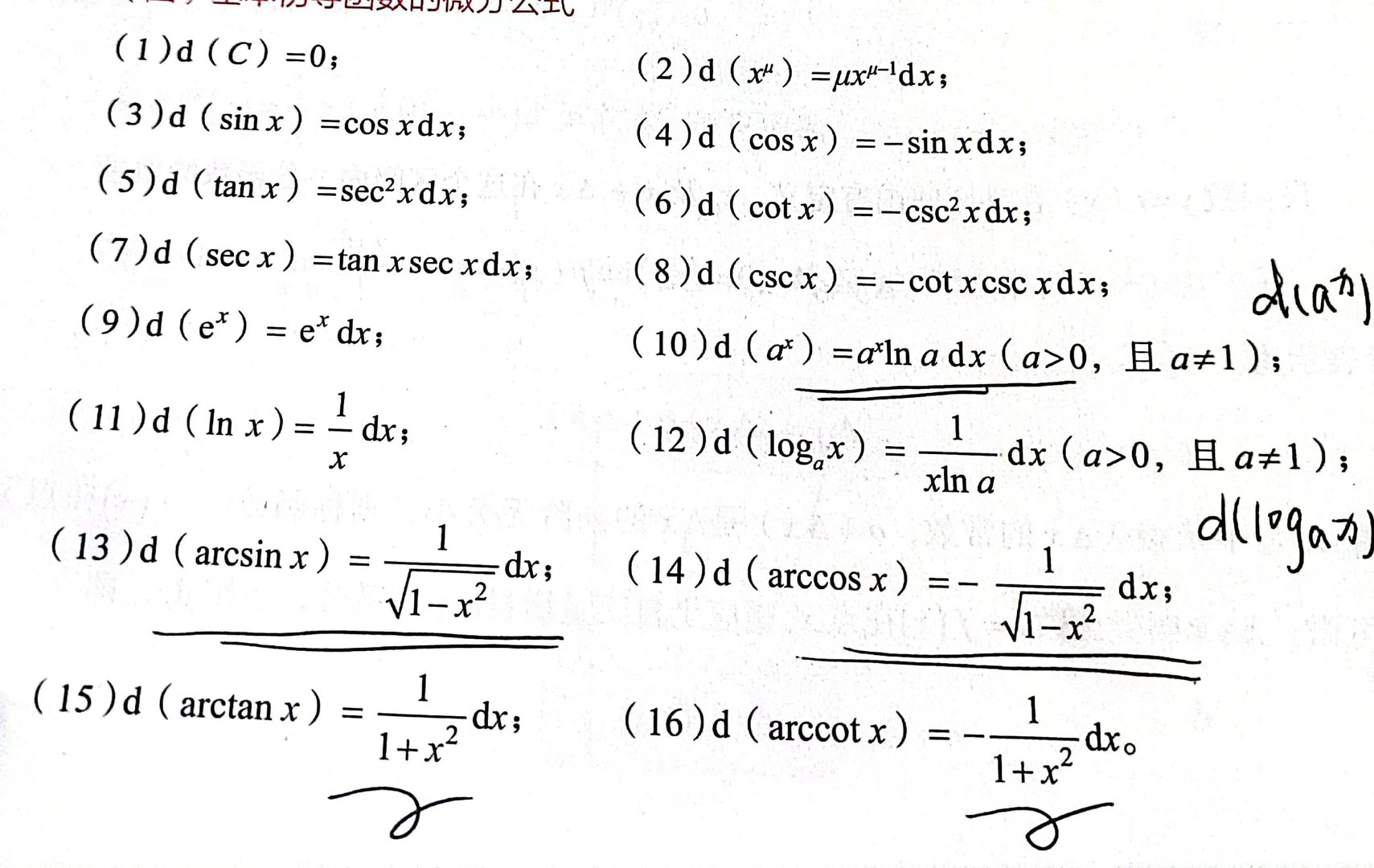微积分的公式有哪些？