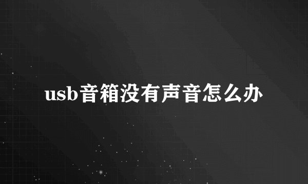 usb音箱没有声音怎么办