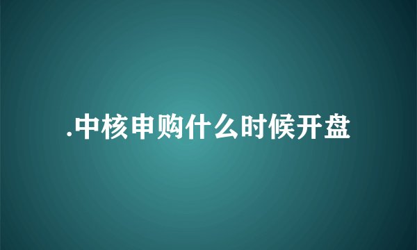 .中核申购什么时候开盘