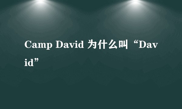 Camp David 为什么叫“David”