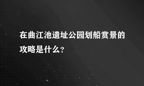 在曲江池遗址公园划船赏景的攻略是什么？