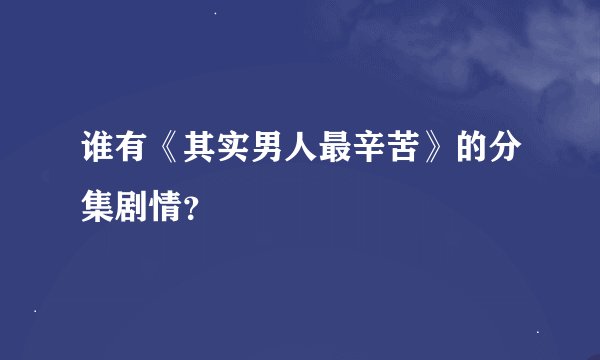 谁有《其实男人最辛苦》的分集剧情？