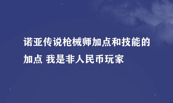 诺亚传说枪械师加点和技能的加点 我是非人民币玩家