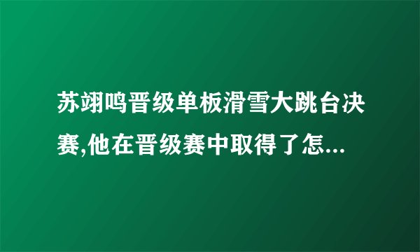 苏翊鸣晋级单板滑雪大跳台决赛,他在晋级赛中取得了怎样的成绩?
