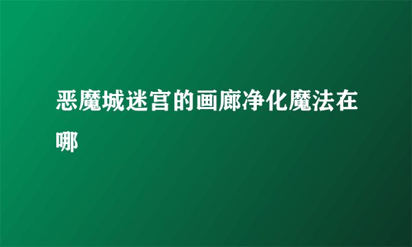 恶魔城迷宫的画廊净化魔法在哪