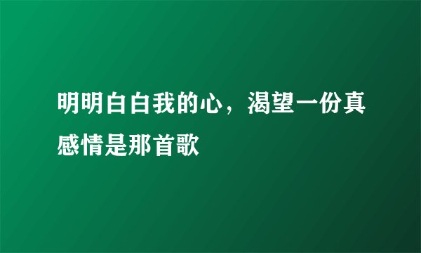 明明白白我的心，渴望一份真感情是那首歌