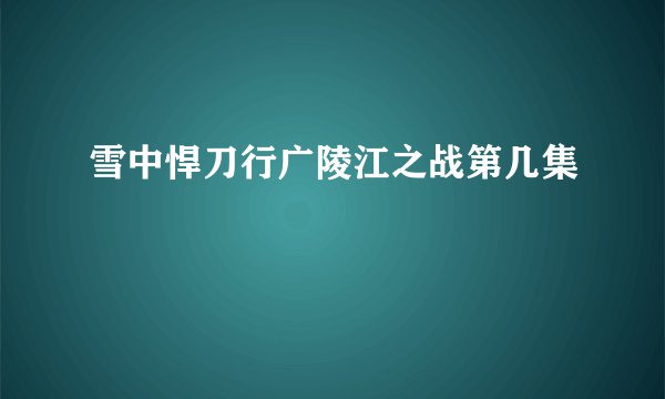 雪中悍刀行广陵江之战第几集