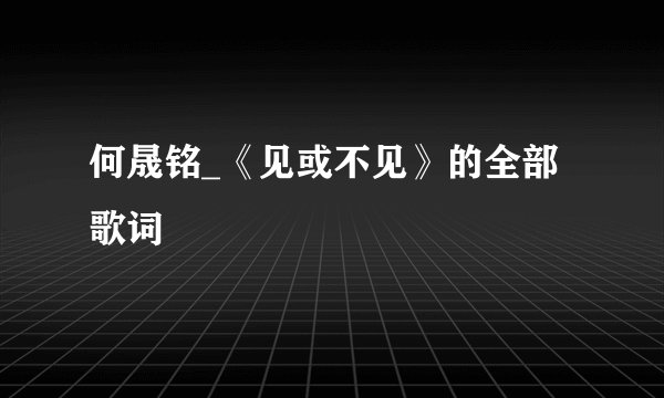 何晟铭_《见或不见》的全部歌词