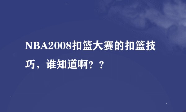 NBA2008扣篮大赛的扣篮技巧，谁知道啊？？