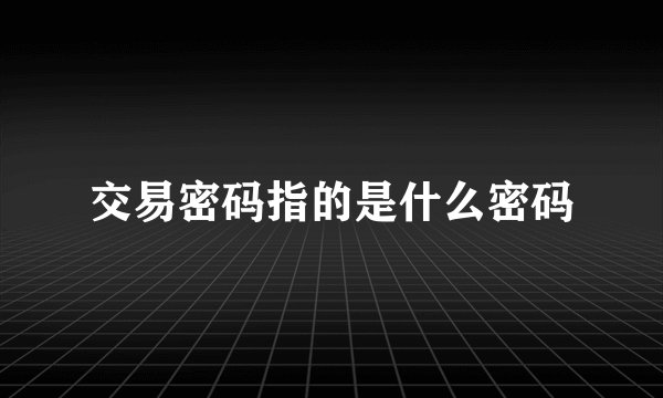交易密码指的是什么密码
