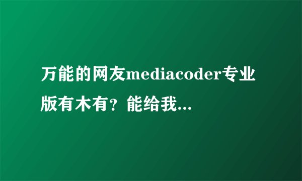 万能的网友mediacoder专业版有木有？能给我一个，十分感谢！