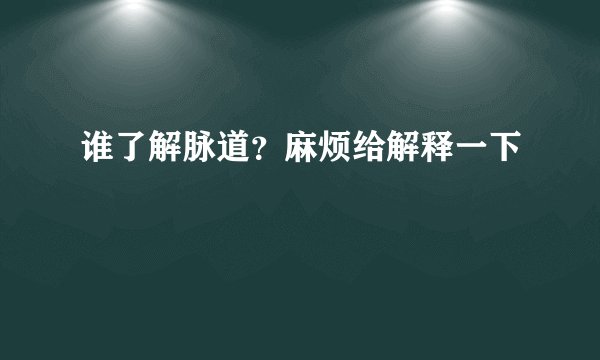 谁了解脉道？麻烦给解释一下