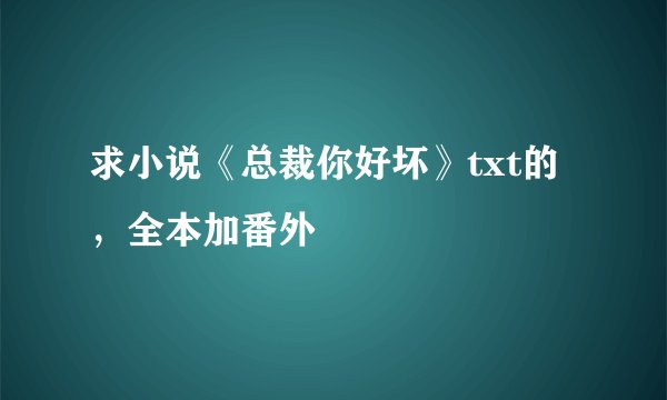 求小说《总裁你好坏》txt的，全本加番外