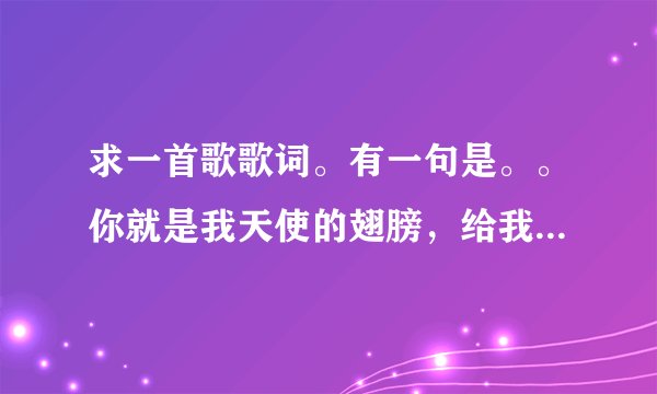 求一首歌歌词。有一句是。。你就是我天使的翅膀，给我穿越的力量