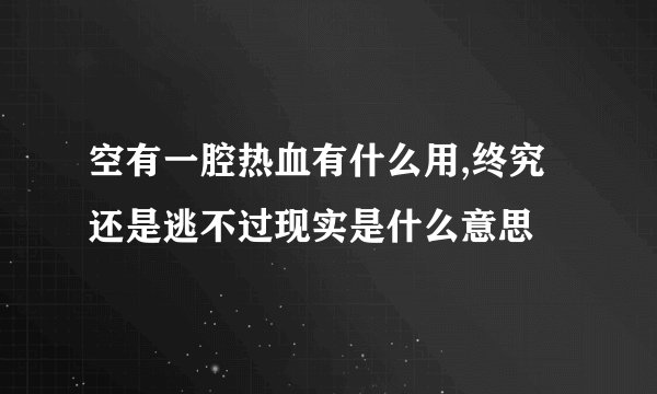 空有一腔热血有什么用,终究还是逃不过现实是什么意思