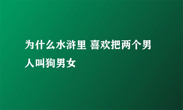 为什么水浒里 喜欢把两个男人叫狗男女
