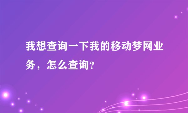 我想查询一下我的移动梦网业务，怎么查询？