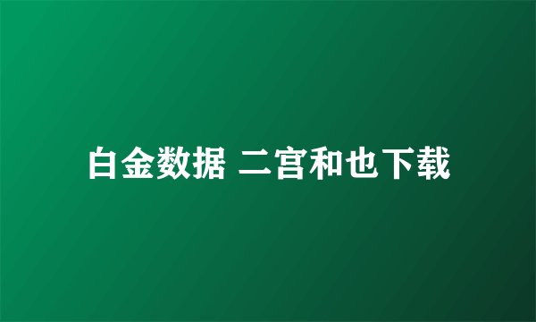 白金数据 二宫和也下载
