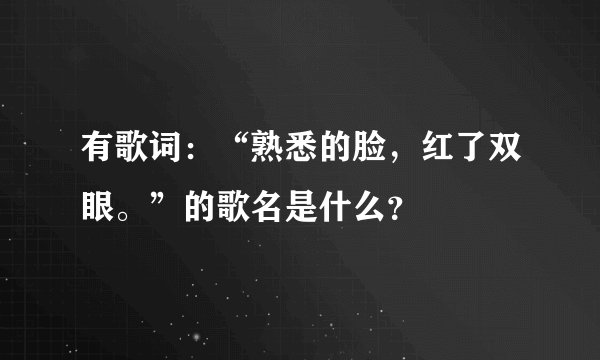 有歌词：“熟悉的脸，红了双眼。”的歌名是什么？