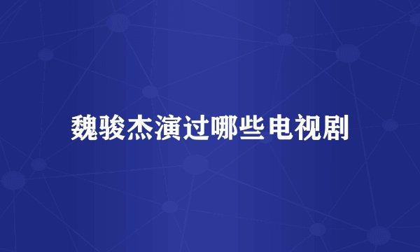 魏骏杰演过哪些电视剧