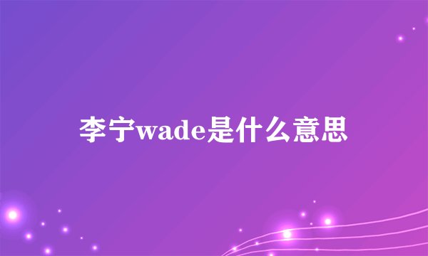 李宁wade是什么意思