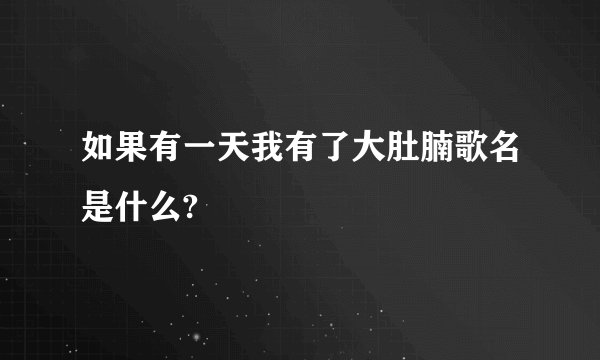 如果有一天我有了大肚腩歌名是什么?