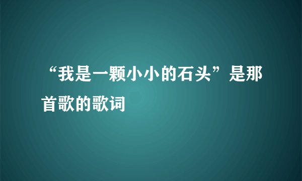 “我是一颗小小的石头”是那首歌的歌词
