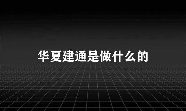 华夏建通是做什么的
