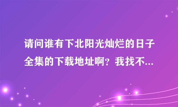 请问谁有下北阳光灿烂的日子全集的下载地址啊？我找不到下载地址啊。。