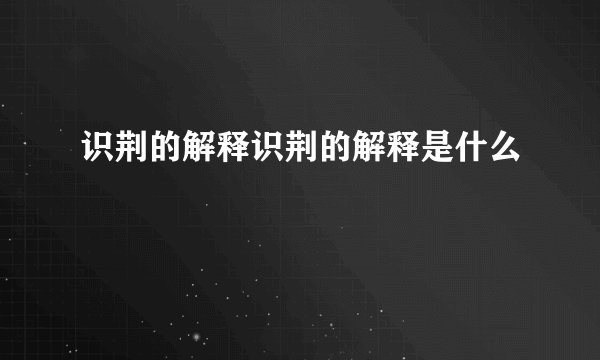 识荆的解释识荆的解释是什么