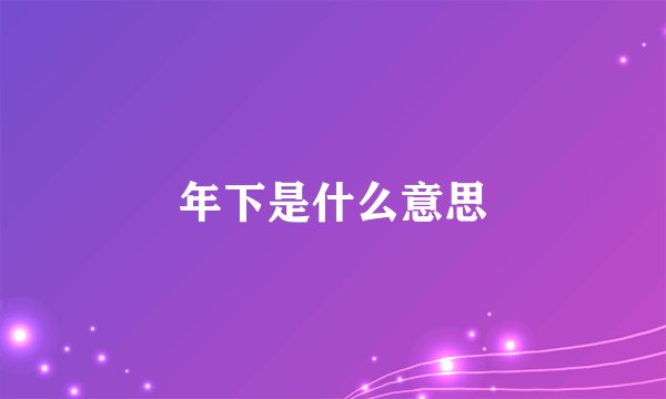 年下是什么意思