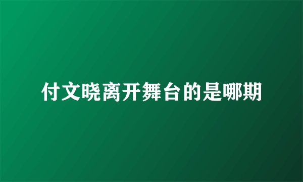 付文晓离开舞台的是哪期