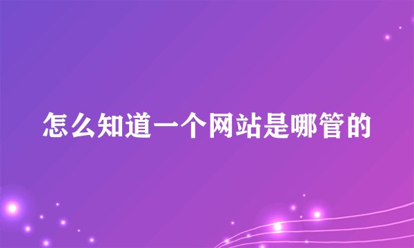 怎么知道一个网站是哪管的