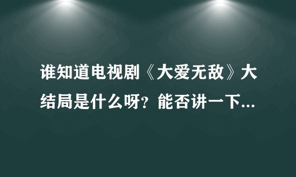谁知道电视剧《大爱无敌》大结局是什么呀？能否讲一下呢？多谢喽…