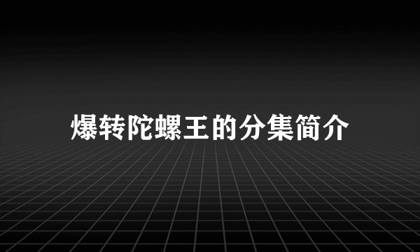 爆转陀螺王的分集简介