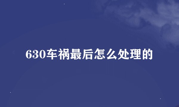 630车祸最后怎么处理的