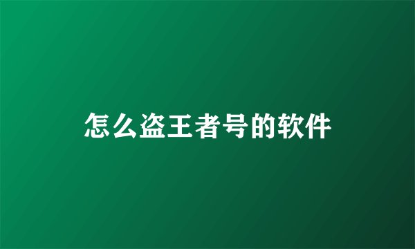 怎么盗王者号的软件